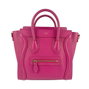 Celine Luggage Shopper Shoulder Bag Magenta Gold Leather